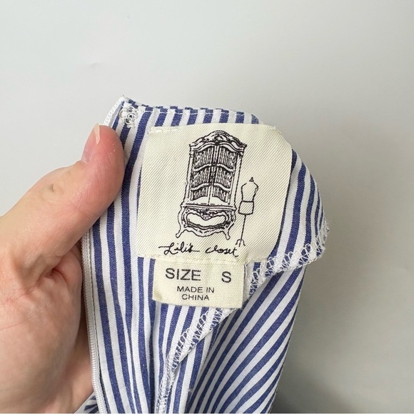 Anthropologie Lili’s Closet Andon Cotton Swing Dress with Stripes and Embroidery - Picture 6 of 8